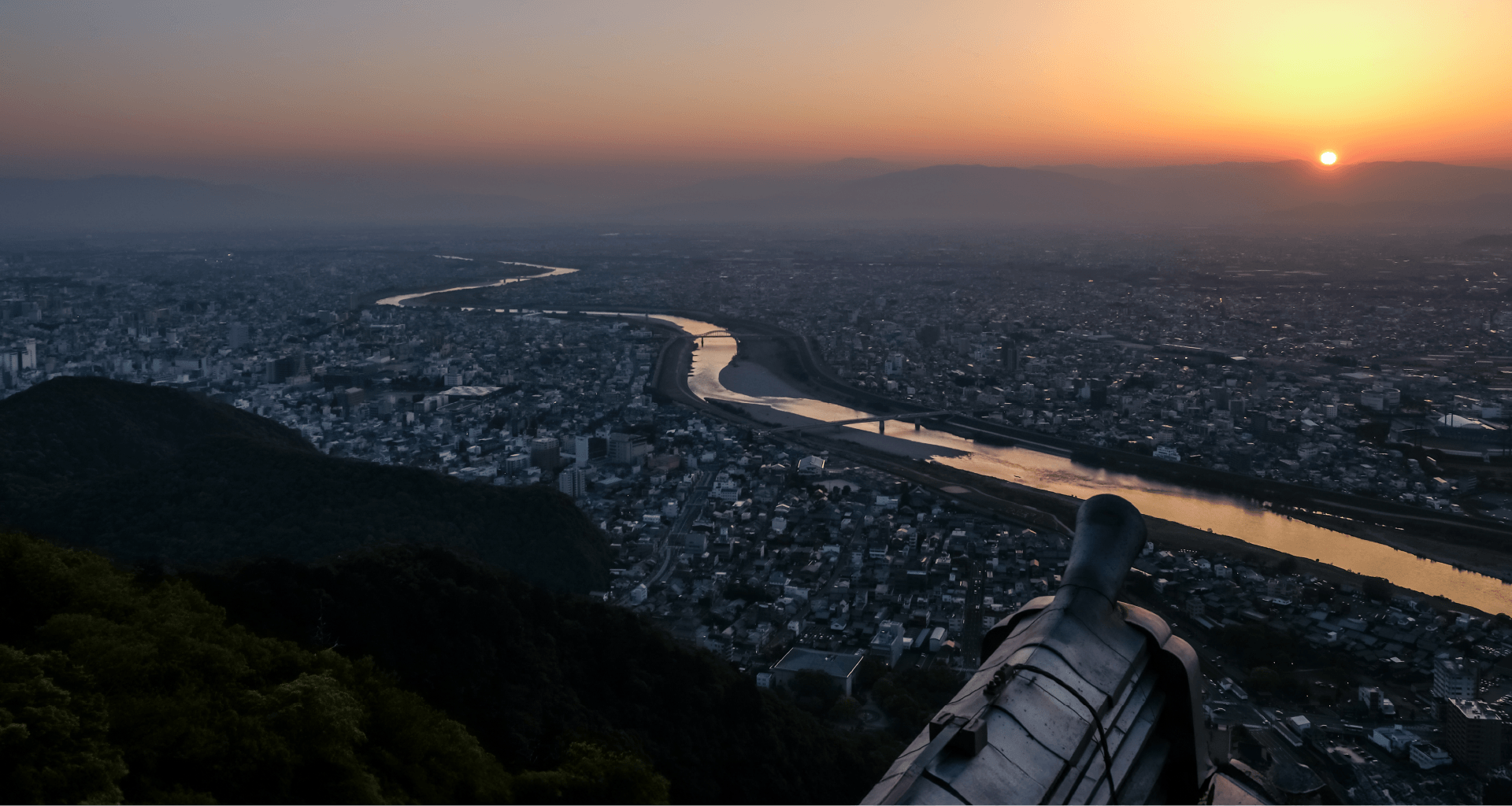 岐阜城からの夕日
