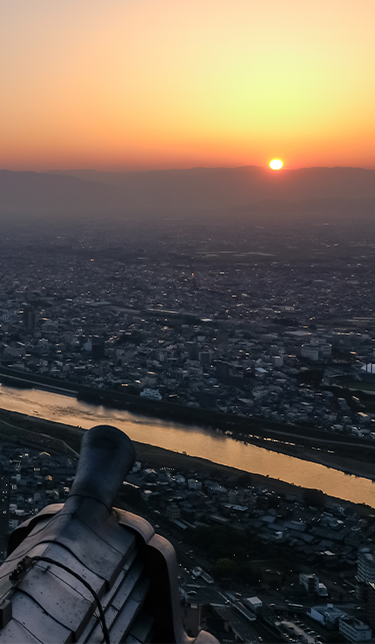 岐阜城からの夕日