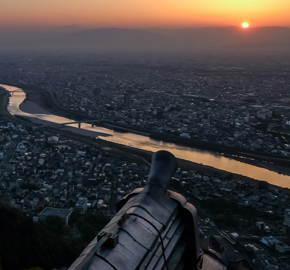 岐阜城からの夕日